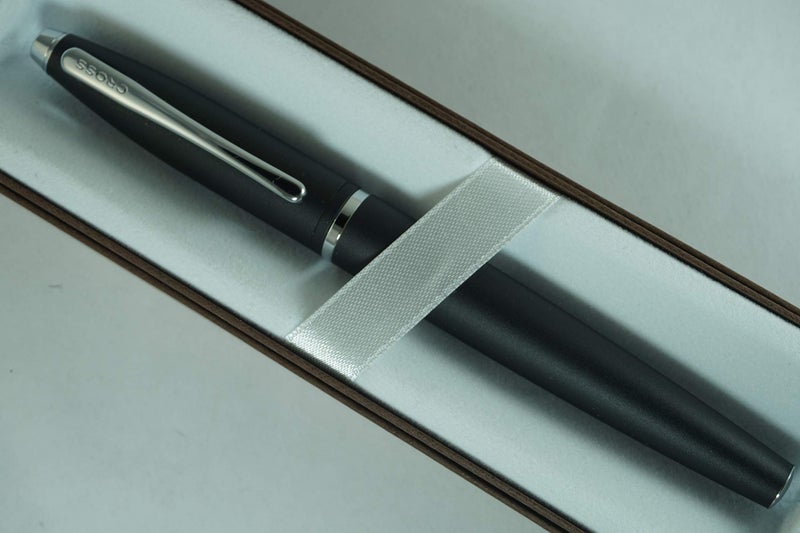 Cross Satin Black with Cross signature mid Band Calaise Selectip Rollerball Ballpoint Pen. Gift Pen for Anyone - Image 1